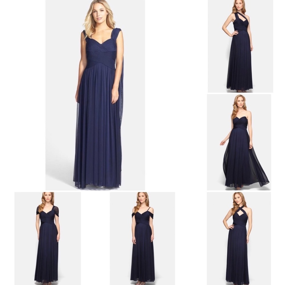 Alex Evenings Evening Gown Womens 6 Navy Blue‎ Versatile Neckline 6+ Options NWT